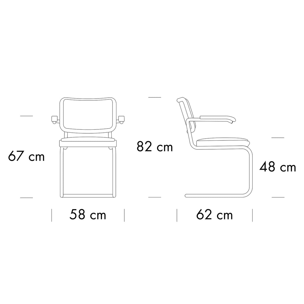 Thonet JS. THONET a personal Interpretation by Jil Sander S 64 P Serious Freischwinger Armlehnstuhl
