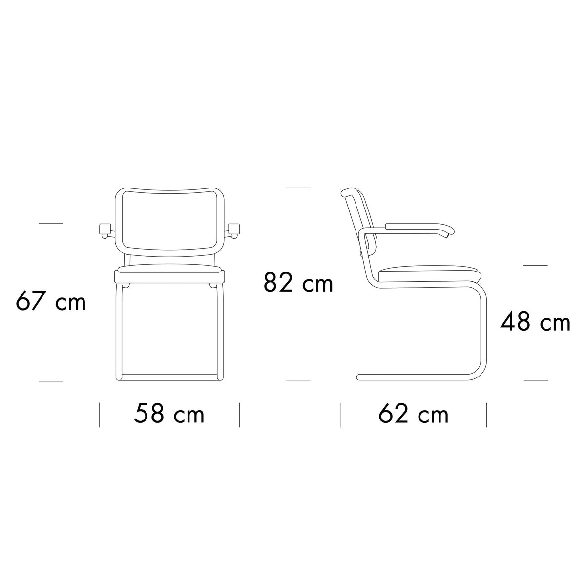 Thonet JS. THONET a personal Interpretation by Jil Sander S 64 P Serious Freischwinger Armlehnstuhl