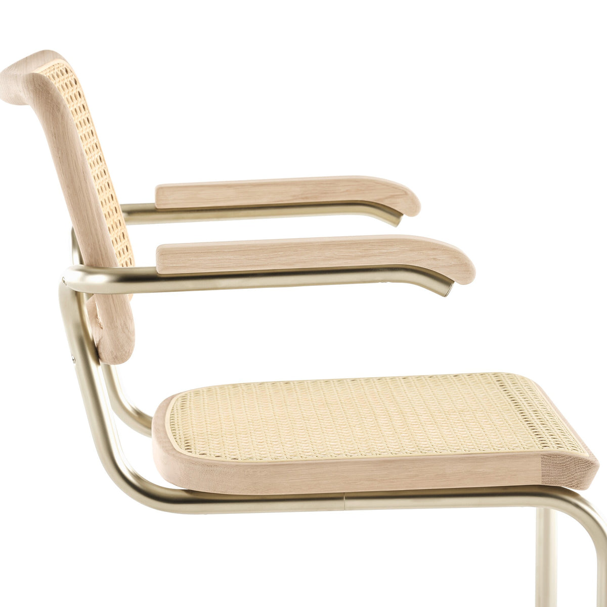 Thonet JS. THONET a personal Interpretation by Jil Sander S 64 V Nordic Freischwinger Armlehnstuhl mit Rohrgeflecht