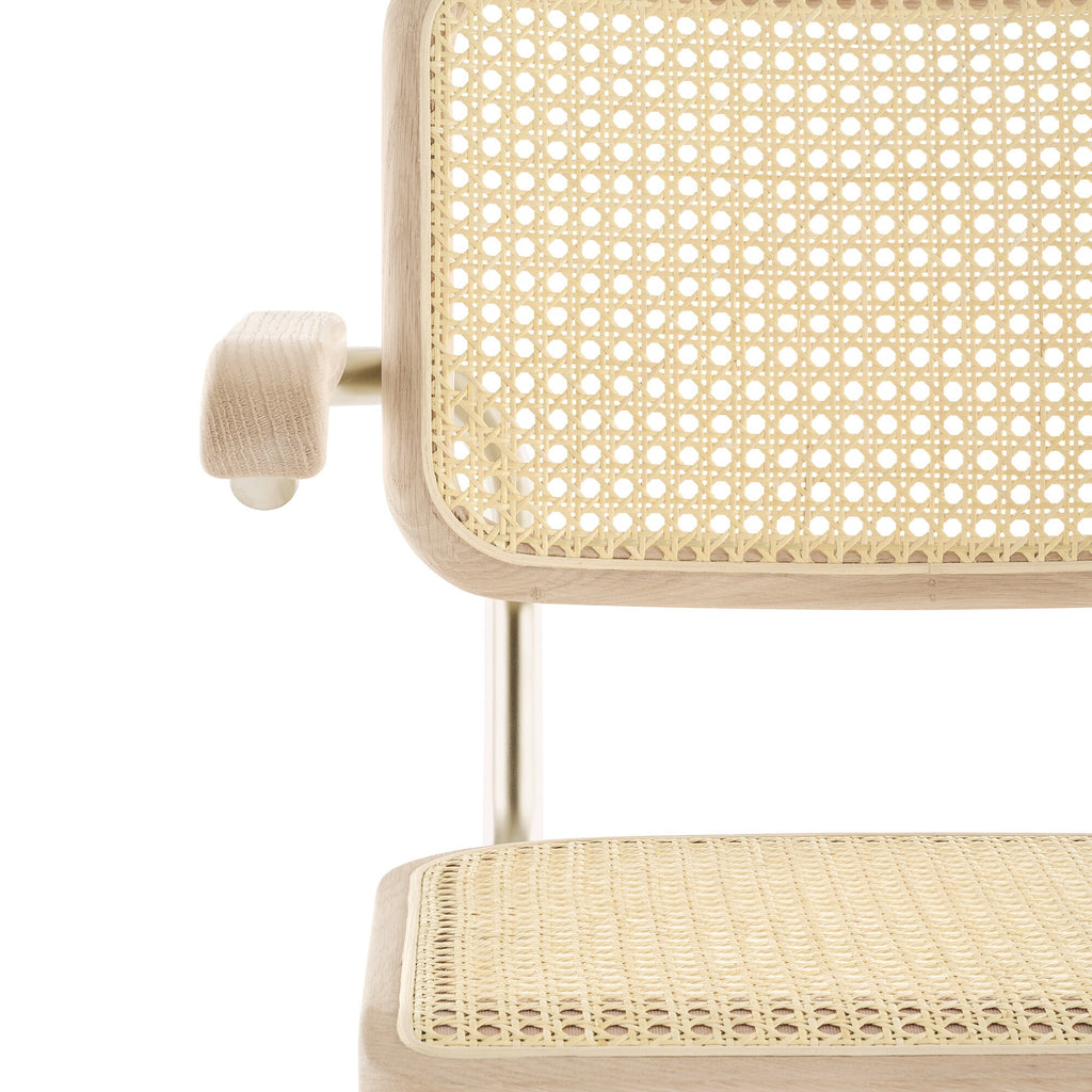 Thonet JS. THONET a personal Interpretation by Jil Sander S 64 V Nordic Freischwinger Armlehnstuhl mit Rohrgeflecht