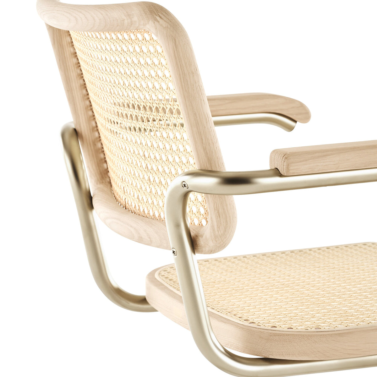 Thonet JS. THONET a personal Interpretation by Jil Sander S 64 V Nordic Freischwinger Armlehnstuhl mit Rohrgeflecht