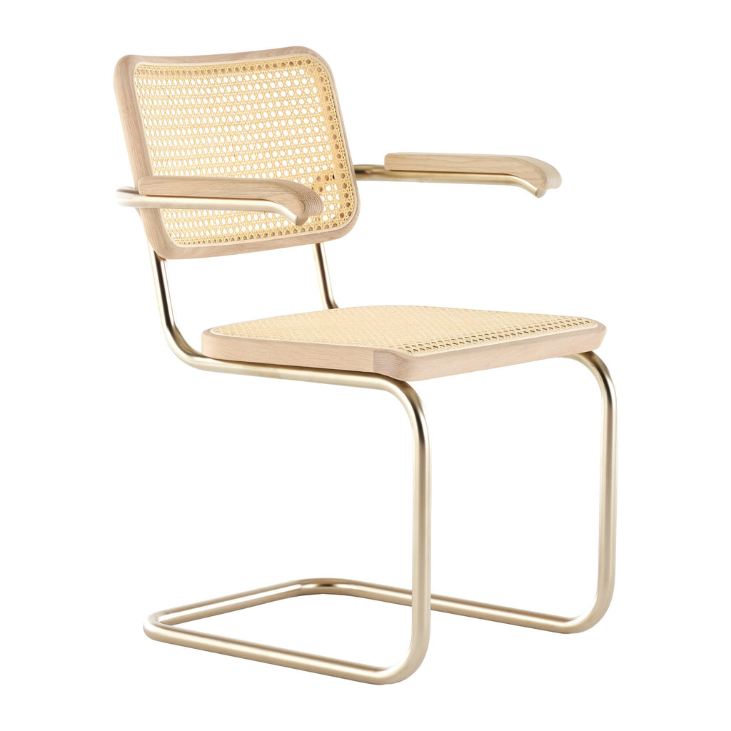 Thonet JS. THONET a personal Interpretation by Jil Sander S 64 V Nordic Freischwinger Armlehnstuhl mit Rohrgeflecht