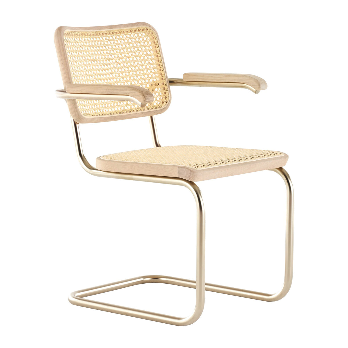 Thonet JS. THONET a personal Interpretation by Jil Sander S 64 V Nordic Freischwinger Armlehnstuhl mit Rohrgeflecht