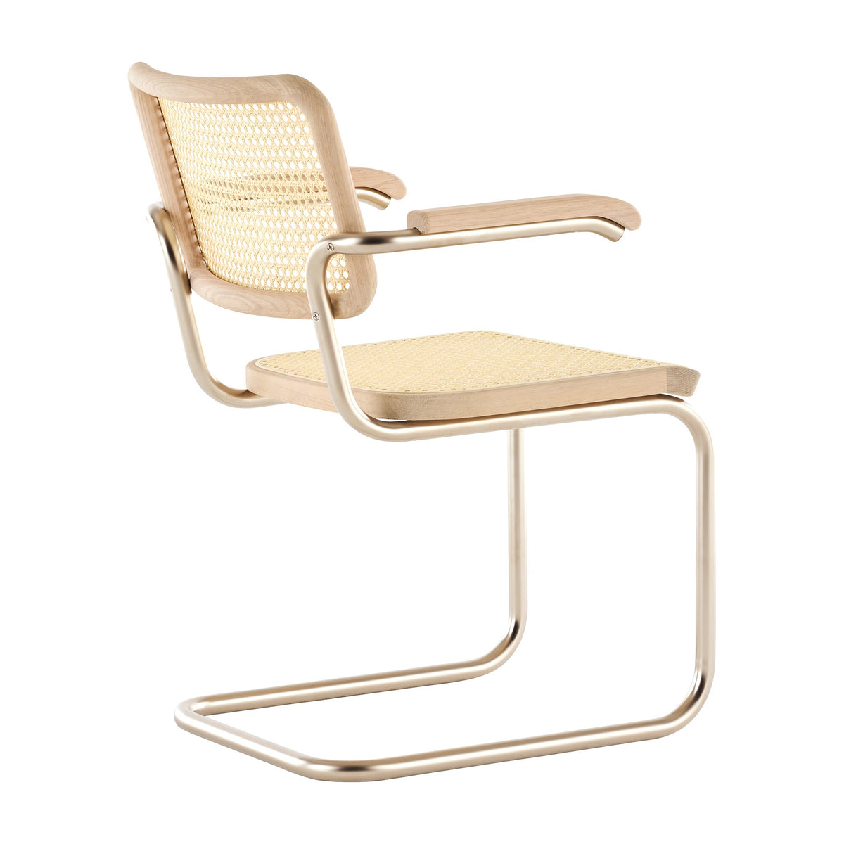 Thonet JS. THONET a personal Interpretation by Jil Sander S 64 V Nordic Freischwinger Armlehnstuhl mit Rohrgeflecht