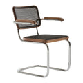 Thonet S 64 V Freischwinger Armlehnstuhl mit Rohrgeflecht Dark Melange Gestell verchromt