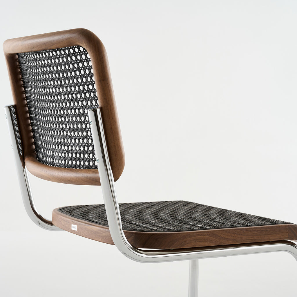 Thonet S 32 V Freischwinger Stuhl mit Rohrgeflecht Dark Melange Gestell verchromt