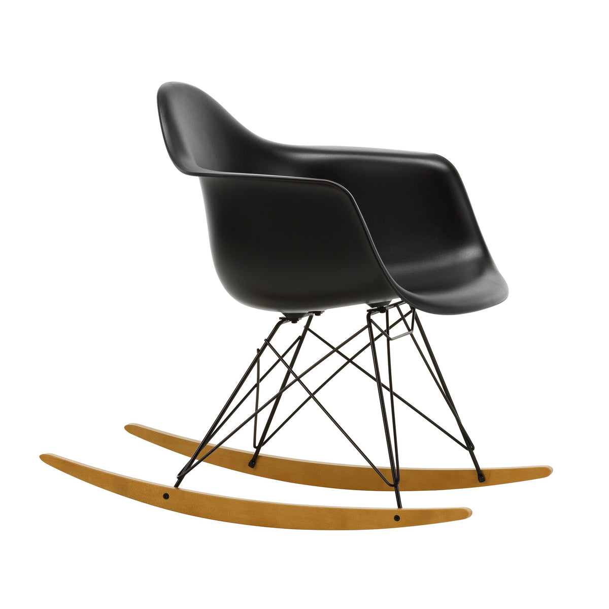 Vitra Eames Plastic Armchair RAR RE Schaukelstuhl schwarz Ahorn gelblich