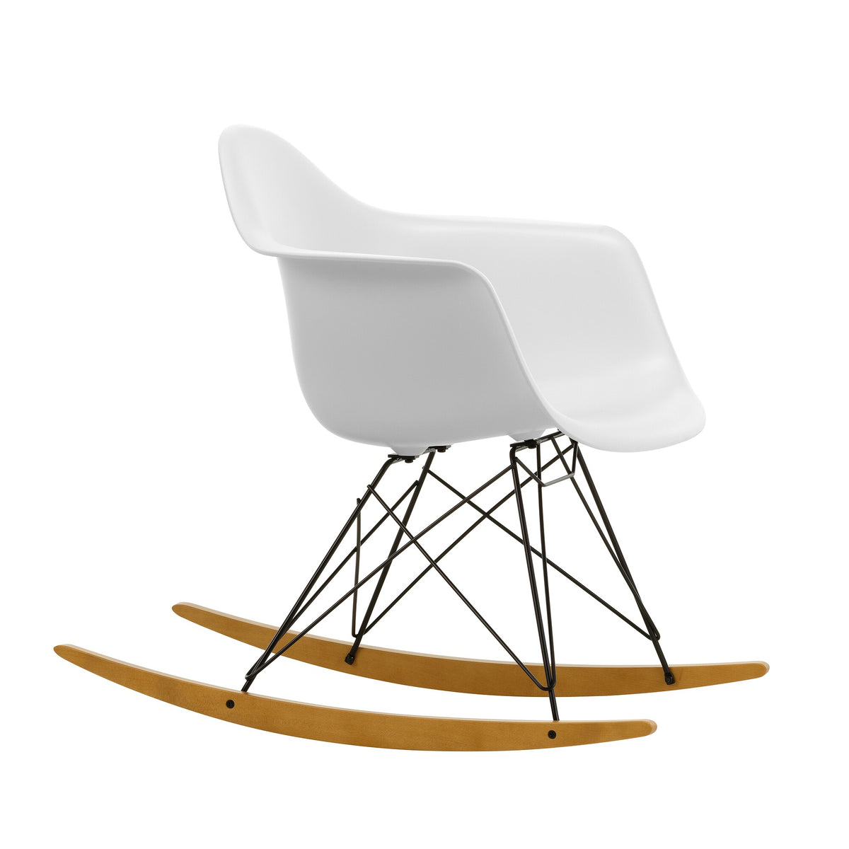 Vitra Eames Plastic Armchair RAR RE Schaukelstuhl schwarz Ahorn gelblich