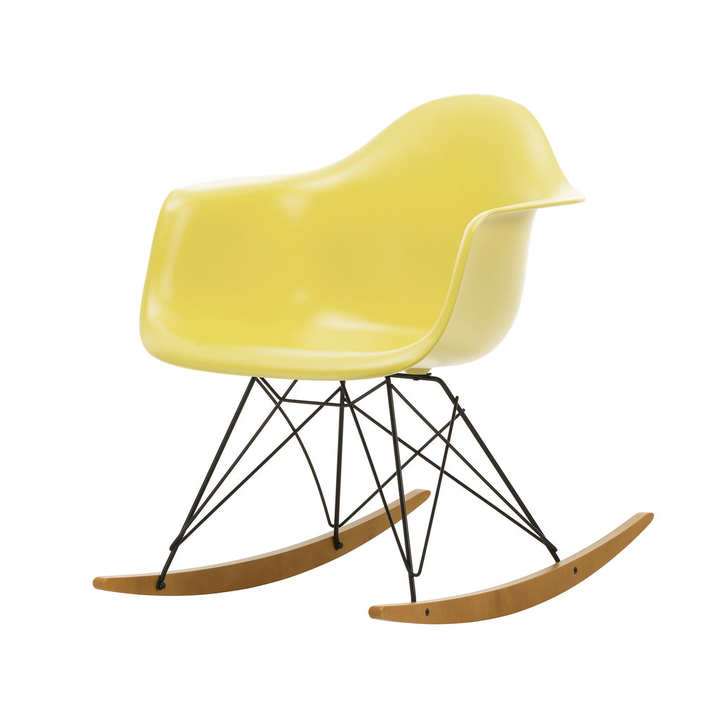 Vitra Eames Plastic Armchair RAR RE Schaukelstuhl schwarz Ahorn gelblich