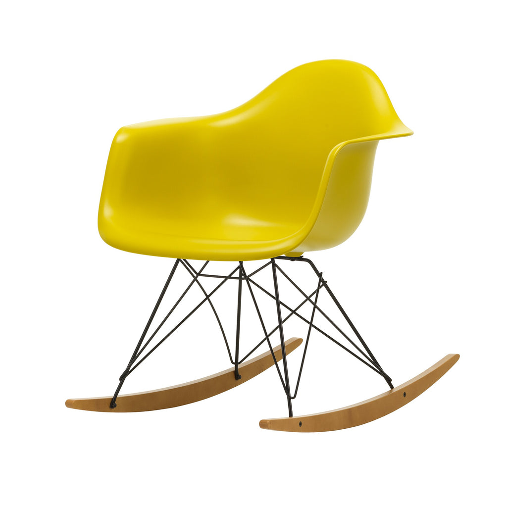 Vitra Eames Plastic Armchair RAR RE Schaukelstuhl schwarz Ahorn gelblich