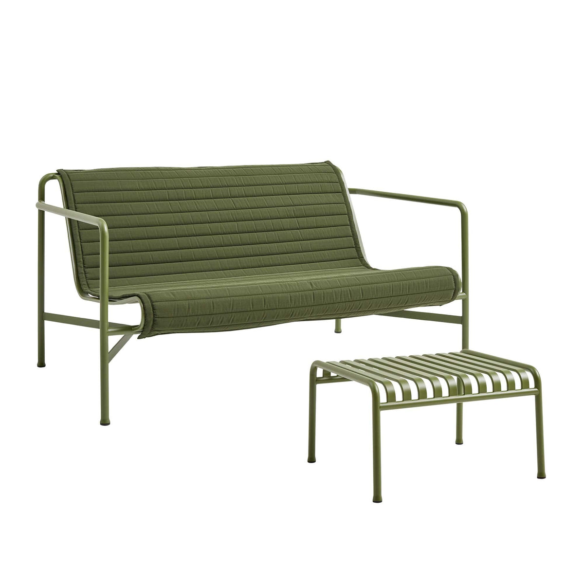 HAY Palissade Gartenset Lounge Sofa mit Steppkissen + Ottoman
