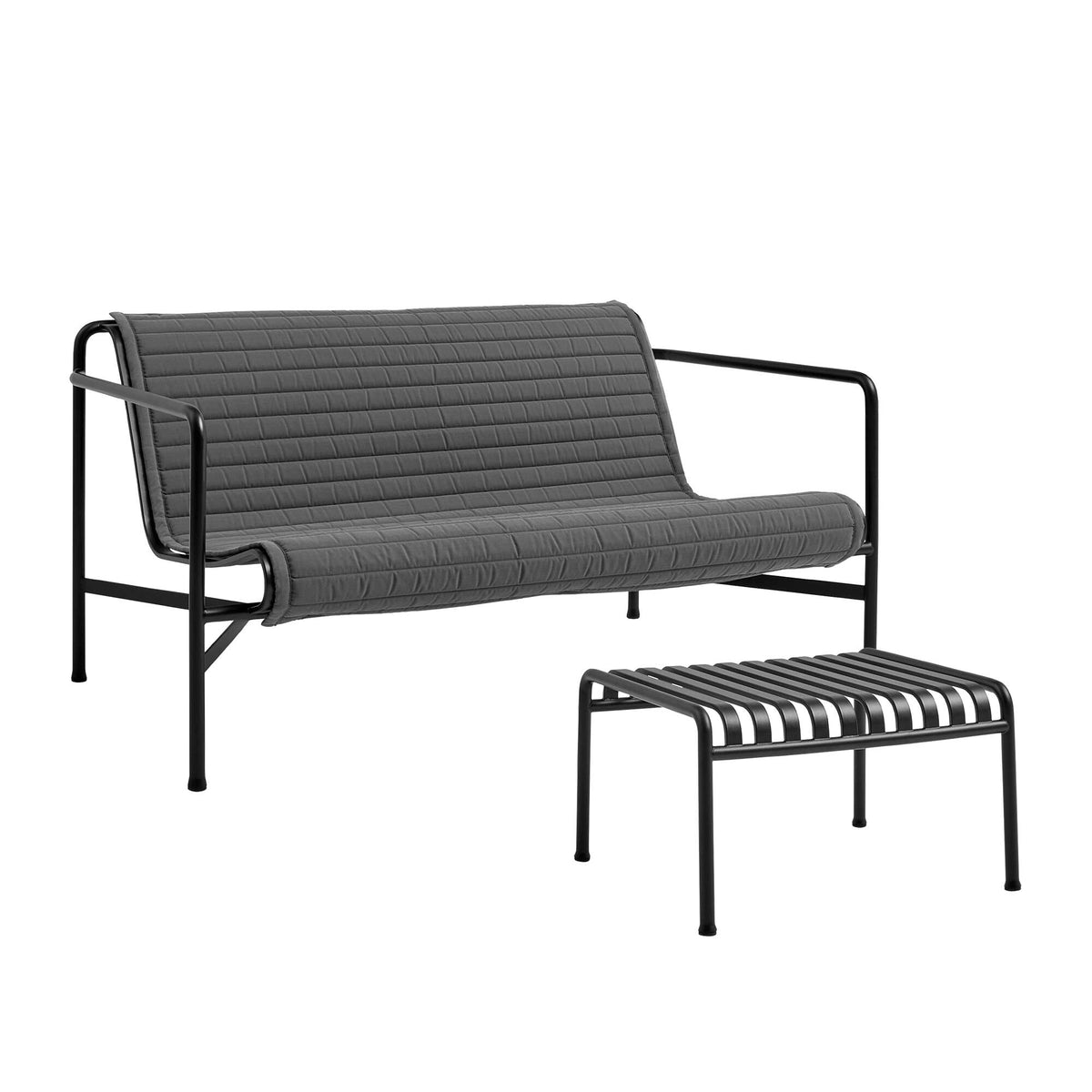 HAY Palissade Gartenset Lounge Sofa mit Steppkissen + Ottoman
