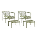 HAY Palissade Gartenset 2 Lounge Chairs Low + 2 Ottomane