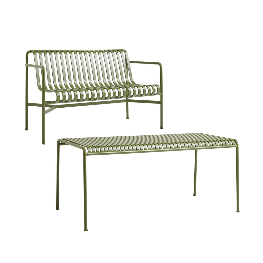 HAY Palissade Gartenset Tisch + Dining Bank