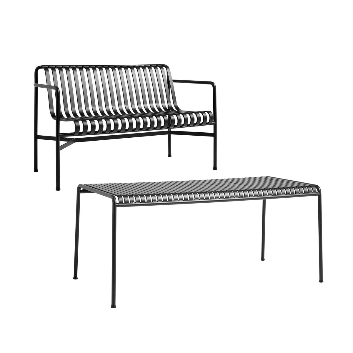 HAY Palissade Gartenset Tisch + Dining Bank
