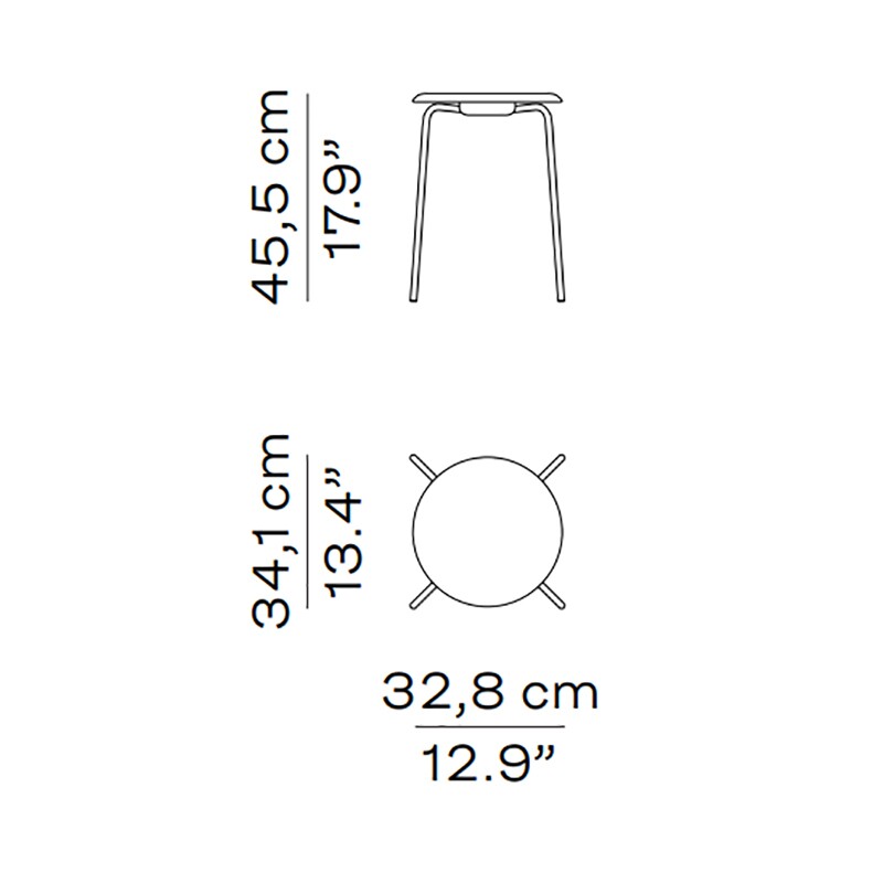 Fritz Hansen DOT™ Hocker Furnier Gestell Stahl verchromt