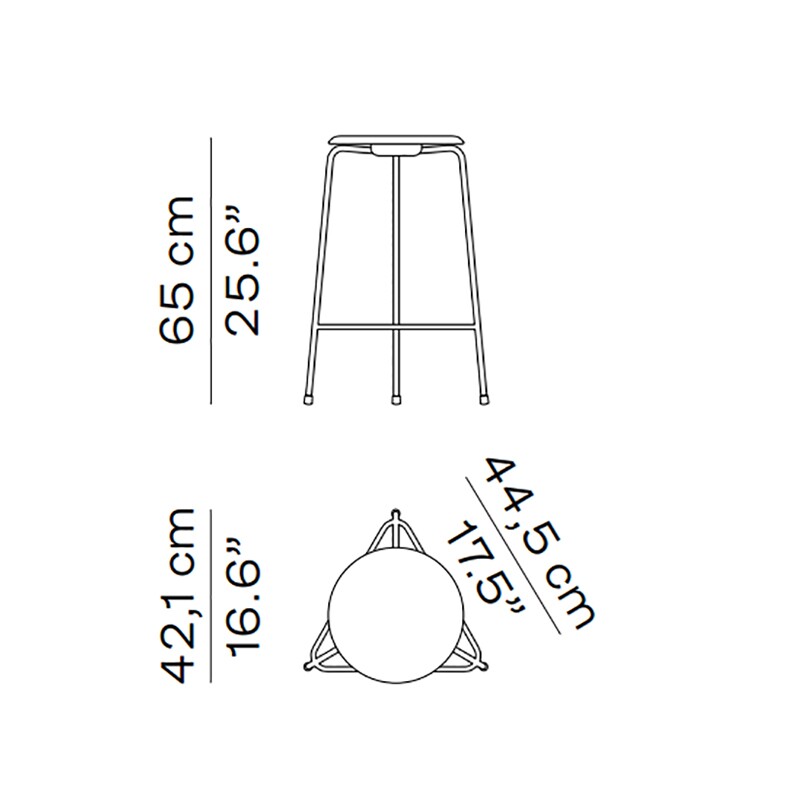 Fritz Hansen High Dot™ Barhocker Furnier 3 Beine