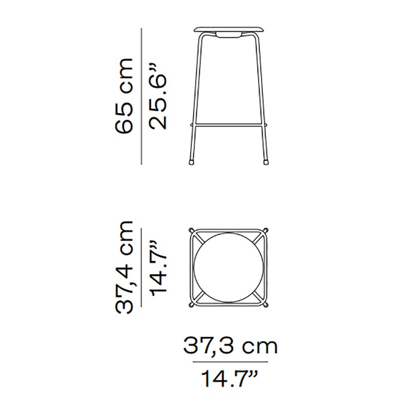 Fritz Hansen High Dot™ Barhocker Niedrig Furnier 4 Beine