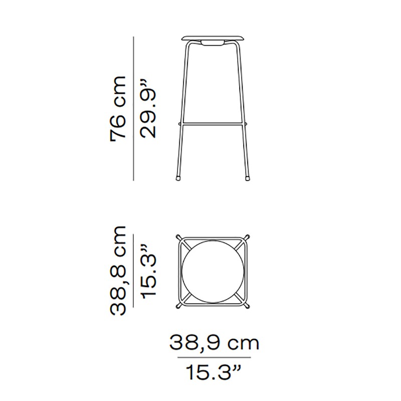 Fritz Hansen High Dot™ Barhocker Hoch Furnier 4 Beine