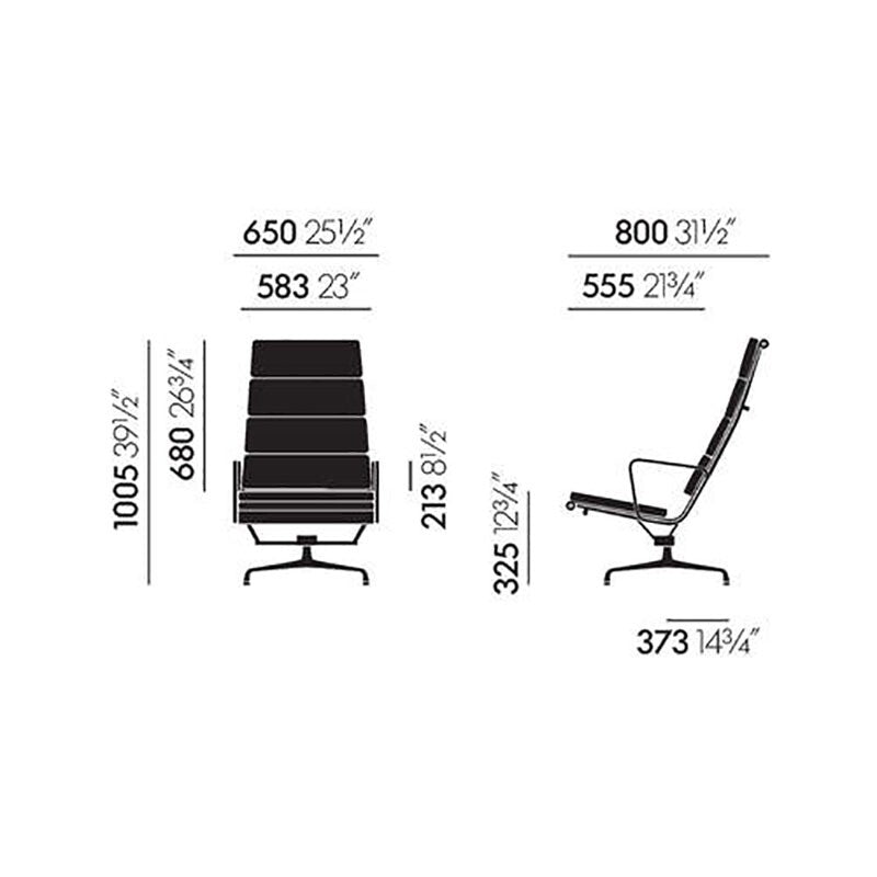 Vitra EA 222 Soft Pad Aluminium Chair Drehsessel Leder