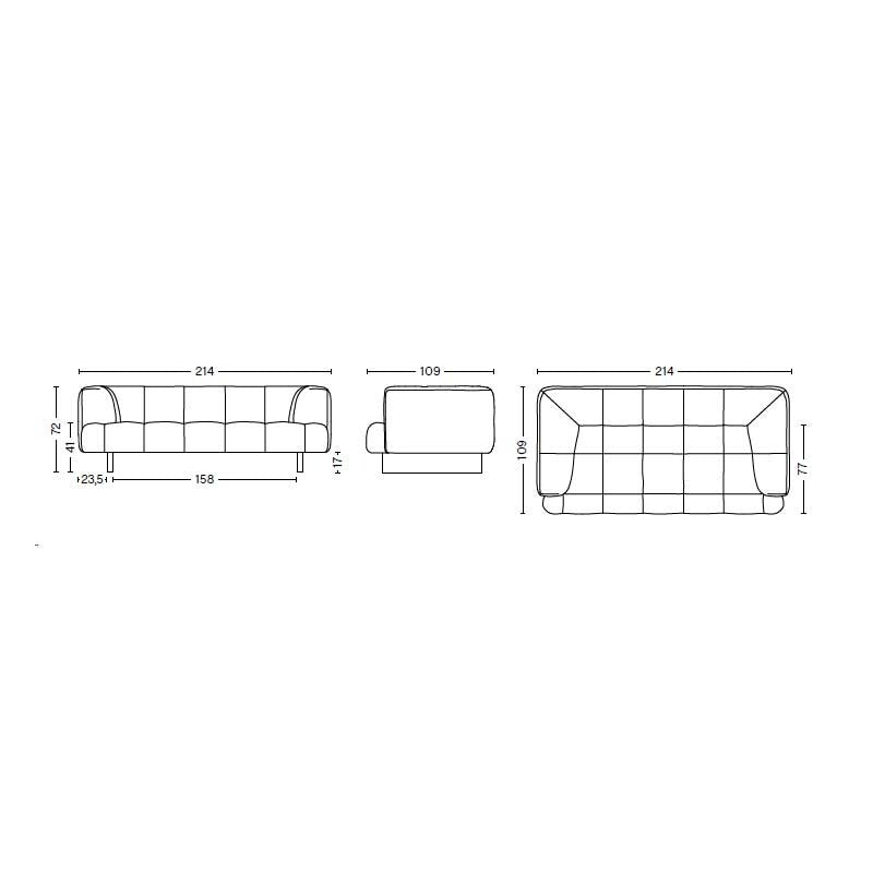 HAY Quilton Lift 2-Sitzer Sofa Gestell Eiche