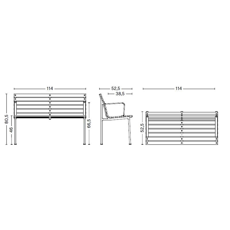 HAY Traverse Dining Gartenbank mit Armlehnen