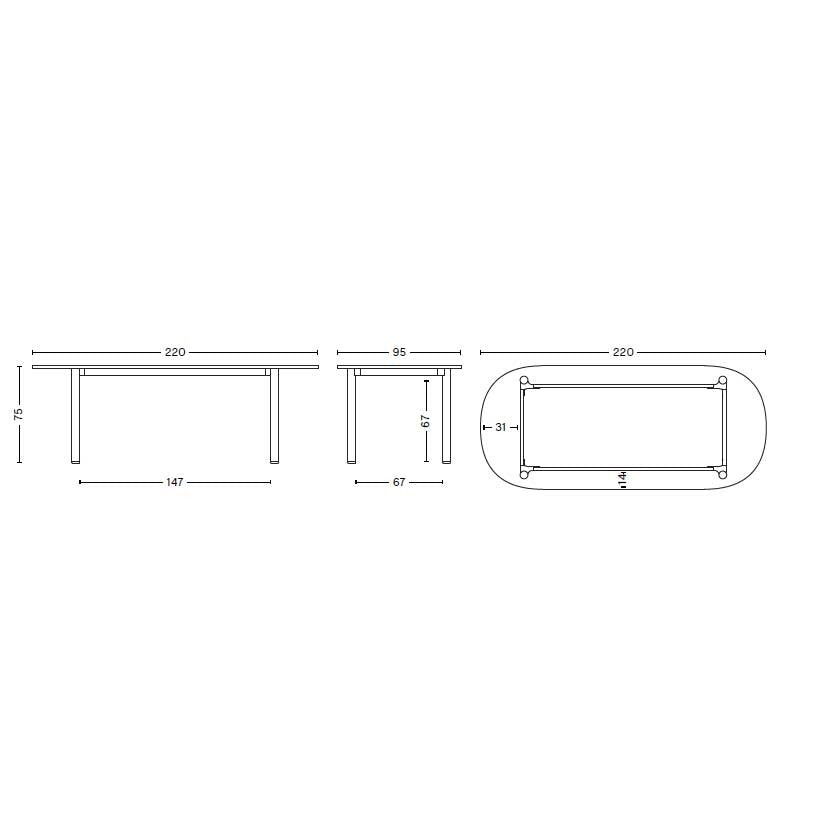 HAY Annex Esstisch länglich 220x95cm Gestell Eiche