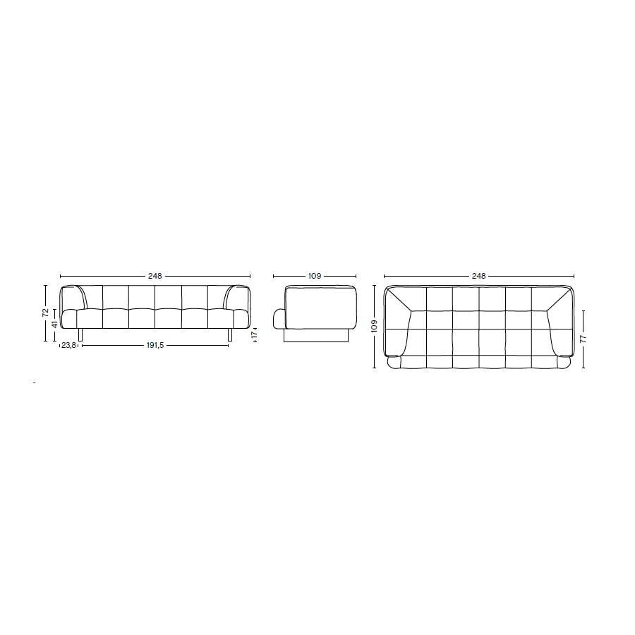 HAY Quilton Lift 3-Sitzer Sofa Gestell Eiche schwarz