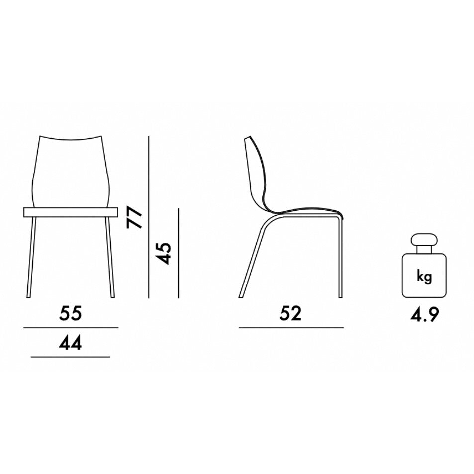 Kartell Maui Stuhl Gestell Stahlrohr schwarz lackiert