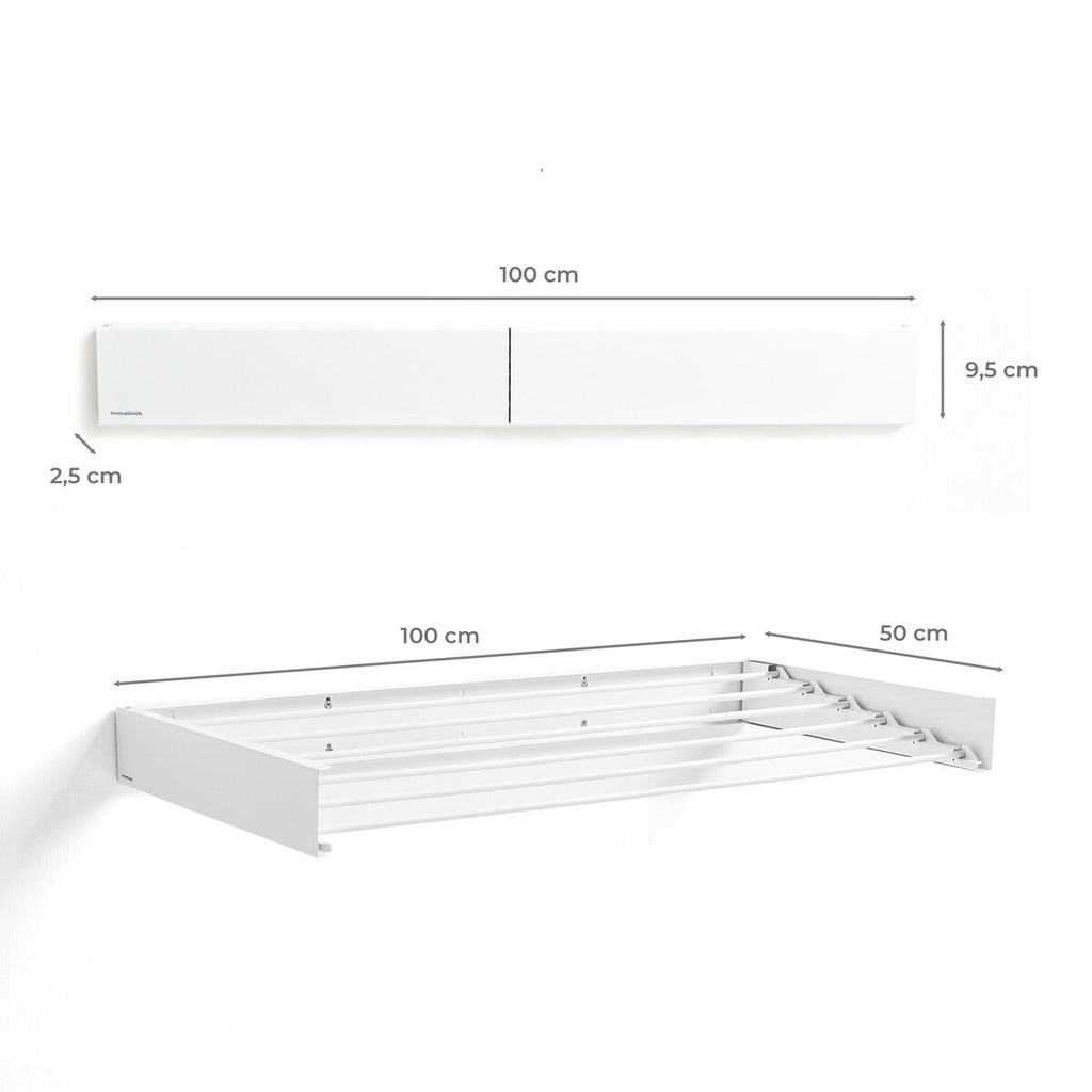 Tendedero de pared plegable, 6 barras, blanco — imagen 4
