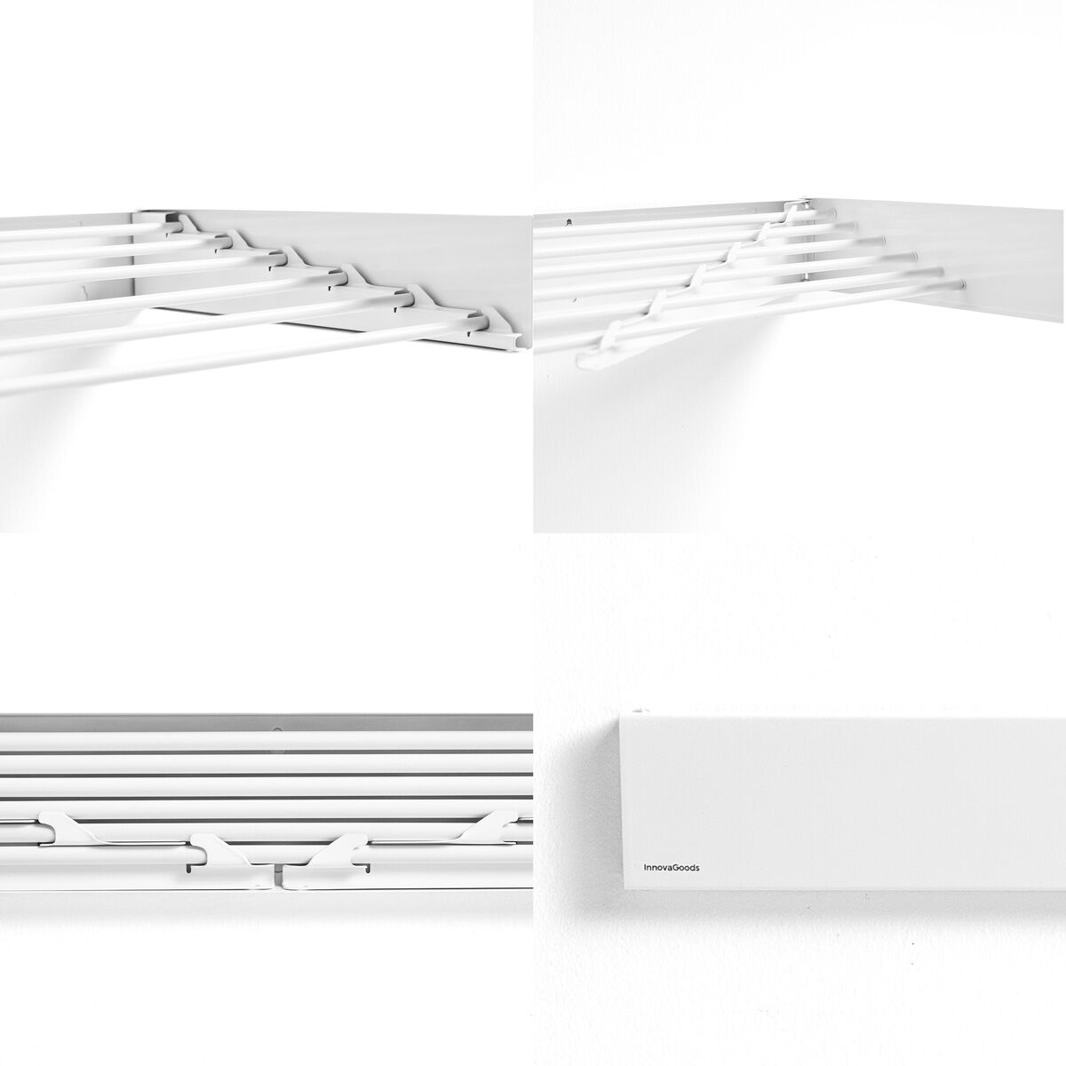 Tendedero de pared plegable, 6 barras, blanco — imagen 6
