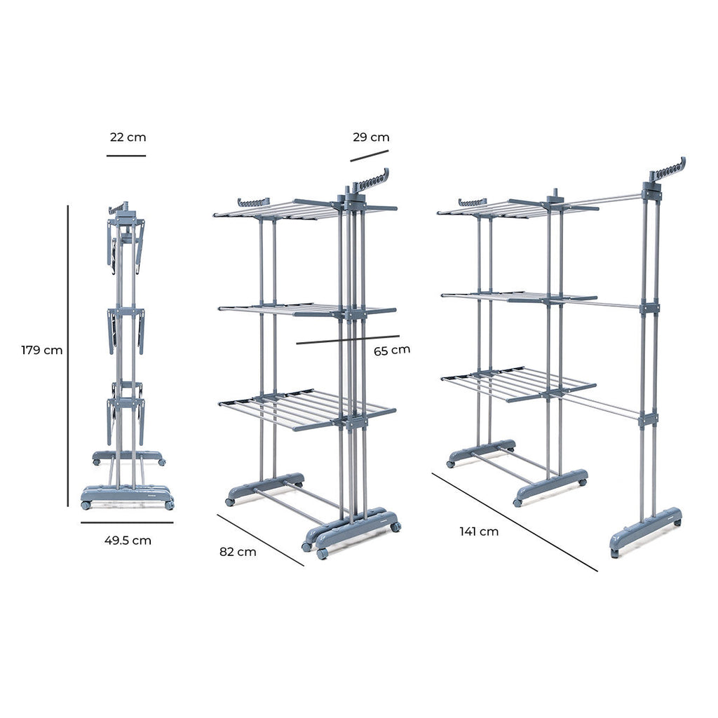 Tendedero vertical plegable con ruedas, 30 barras — imagen 7