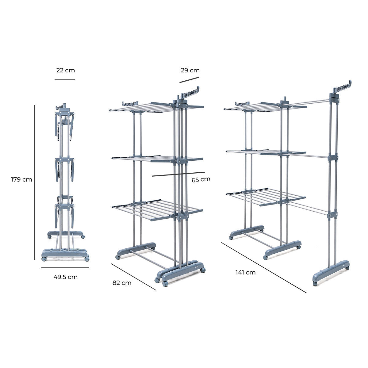Tendedero vertical plegable con ruedas, 30 barras — imagen 7